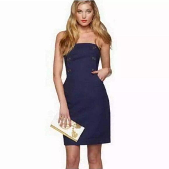 Lilly Pulitzer Dresses & Skirts - Lilly Pulitzer Vanna strapless Navy Nautical Mini Dress size 10 NWT